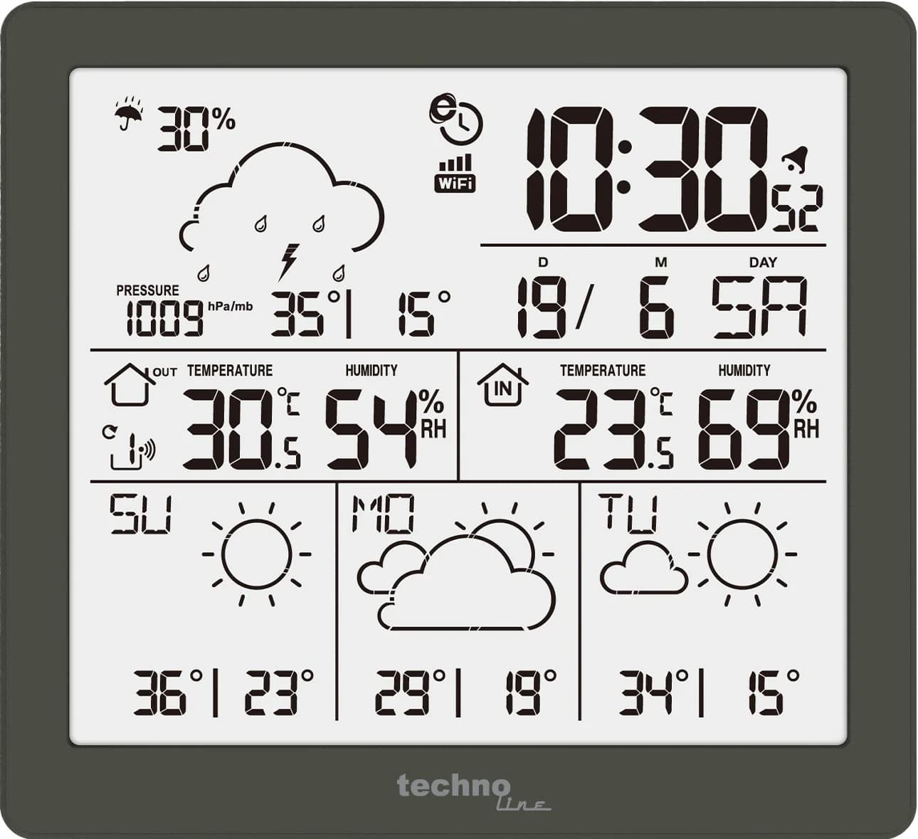 Technoline WD 2200 Wetterstation mit App-Anbindung & 4-Tage-Prognose Schwarz