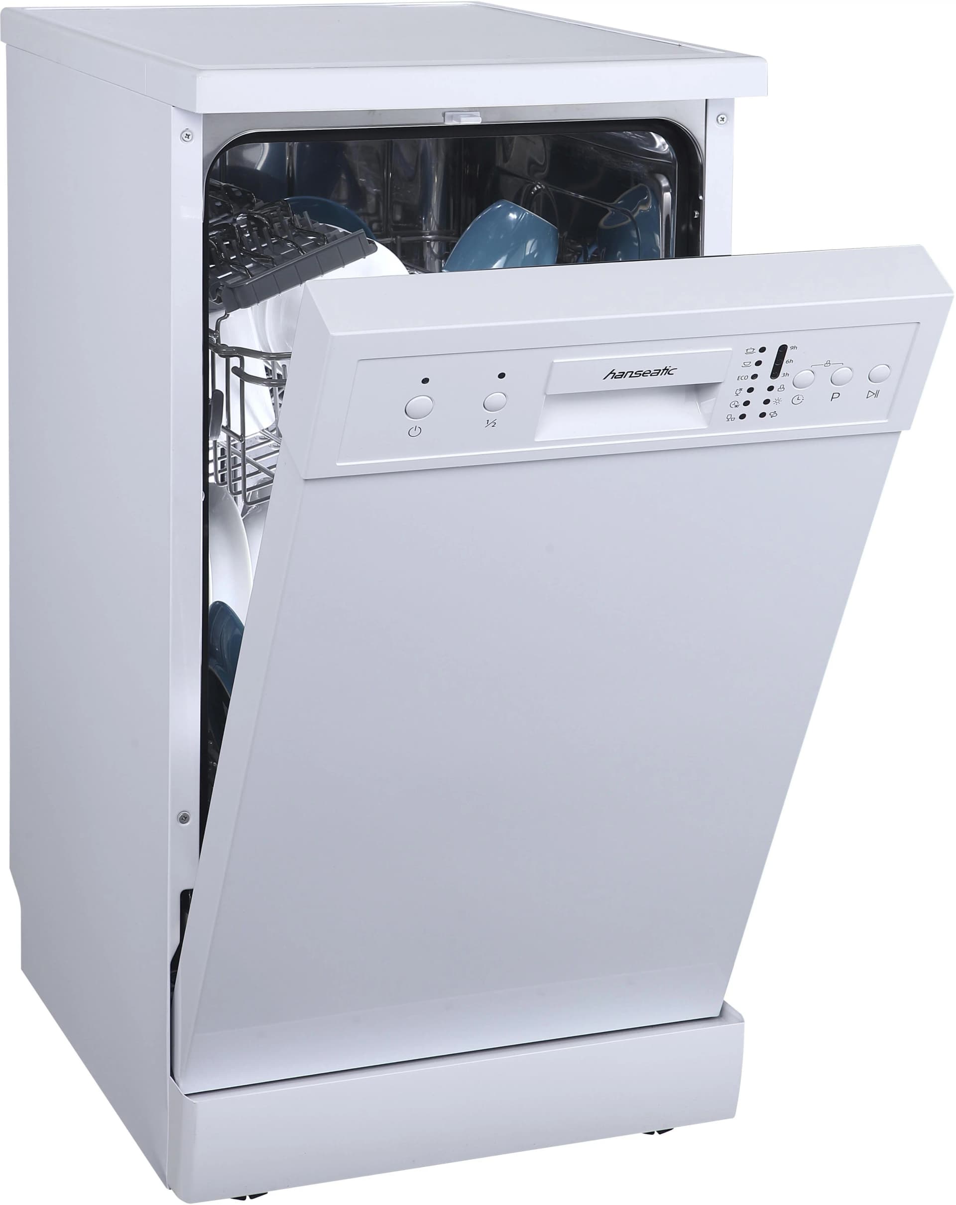 HANSEATIC Standgeschirrspüler HG4585E97636W Energieeffizienz E Weiß