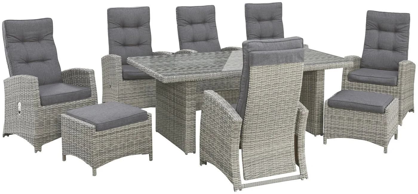 Garten-Essgruppe KONIFERA Monaco Grau Polyrattan