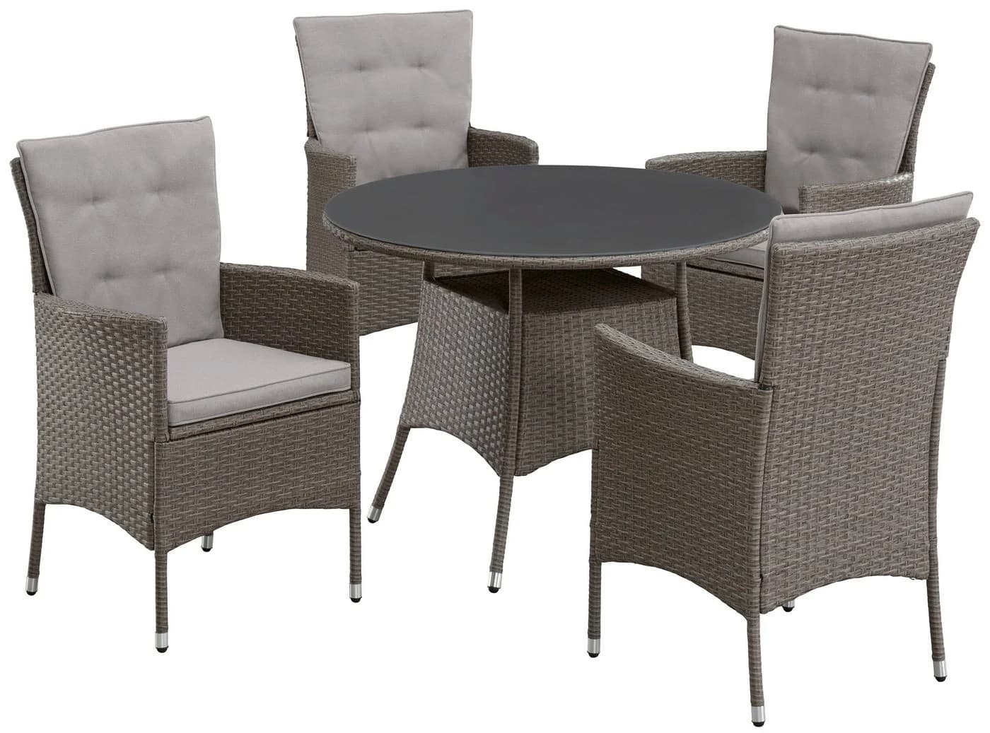 KONIFERA Garten-Essgruppe Mailand 13-tlg. Grau/Braun Polyrattan