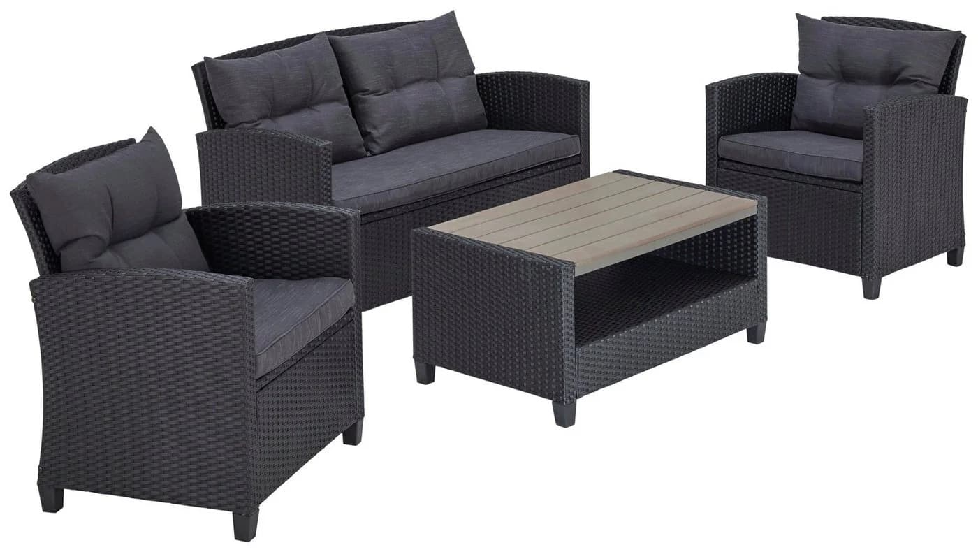 KONIFERA Gartenlounge-Set St. Tropez 11-tlg. Schwarz Anthrazit Polyrattan
