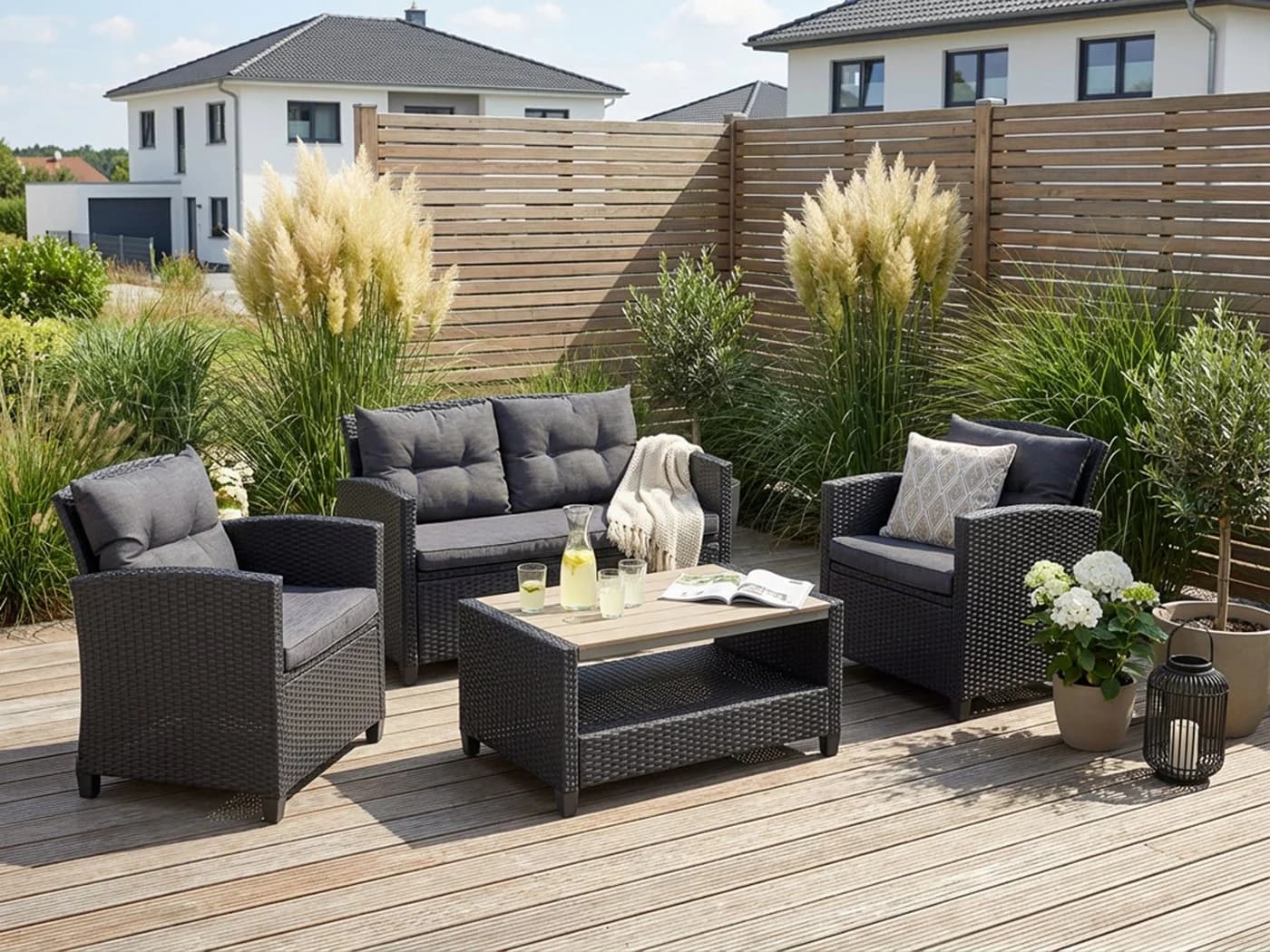 KONIFERA Gartenlounge-Set St. Tropez 11-tlg. Schwarz Anthrazit Polyrattan - Bild 2