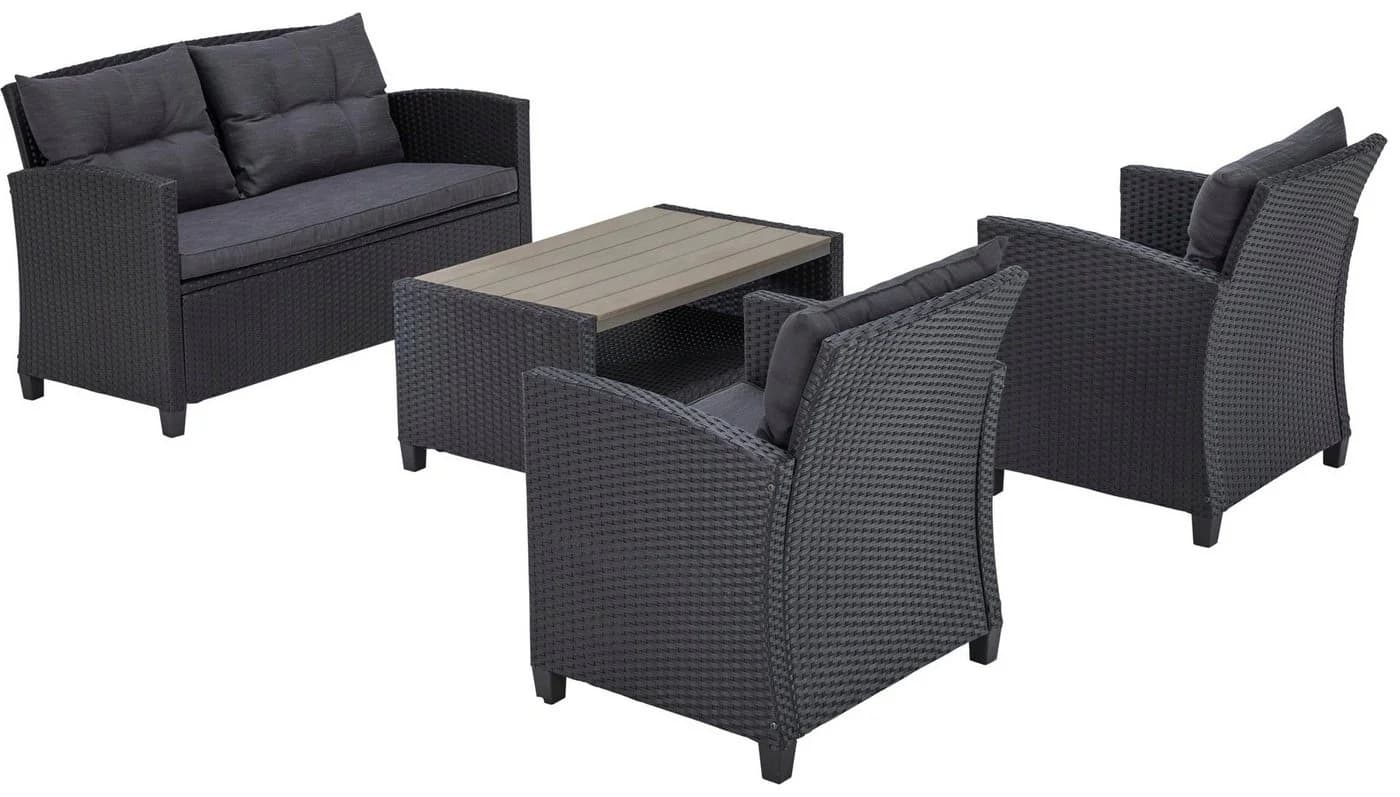 KONIFERA Gartenlounge-Set St. Tropez 11-tlg. Schwarz Anthrazit Polyrattan - Bild 3