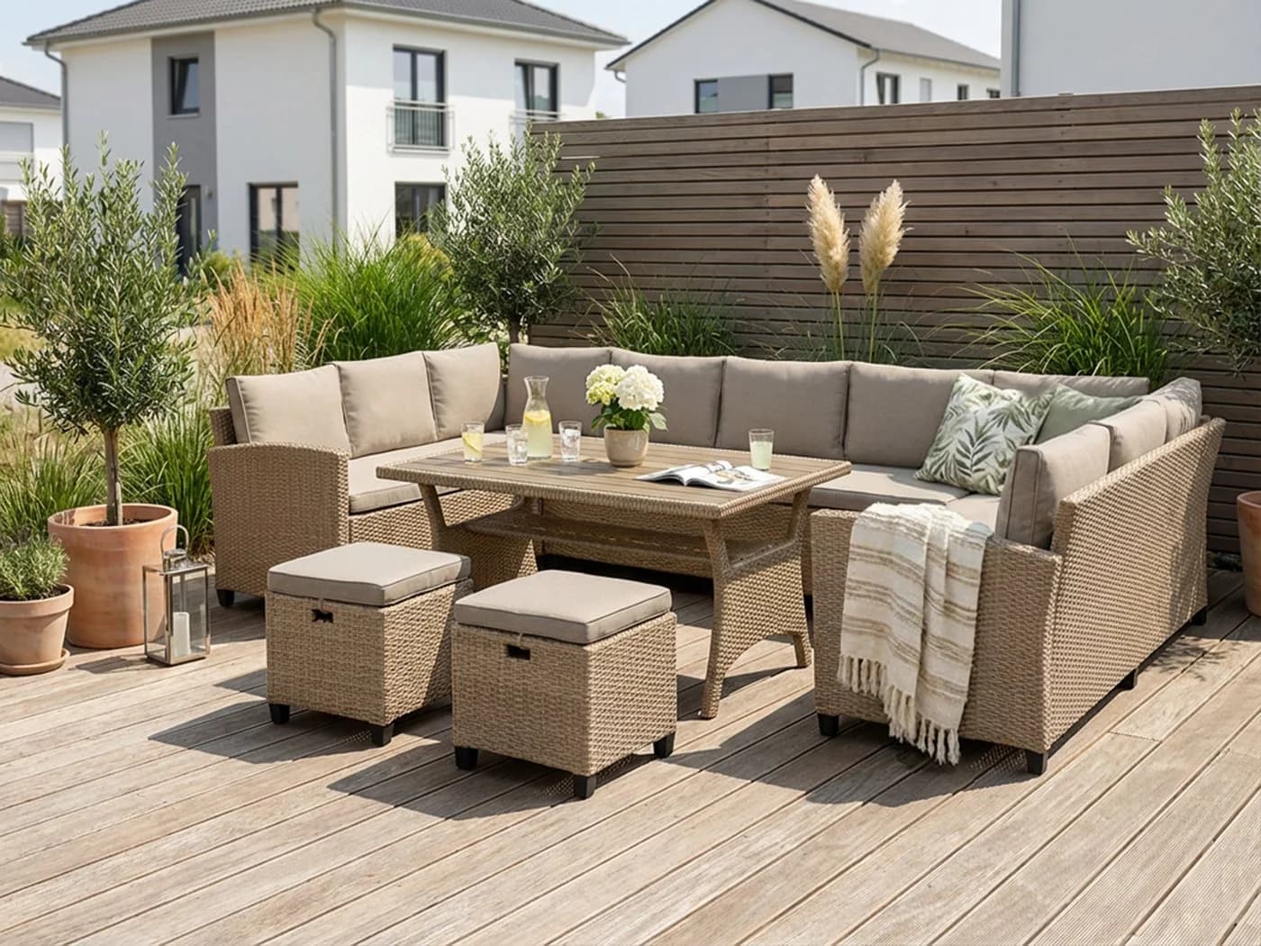 KONIFERA Gartenlounge-Set Rotterdam 20-tlg. Beige/Grau Polyrattan - Bild 2