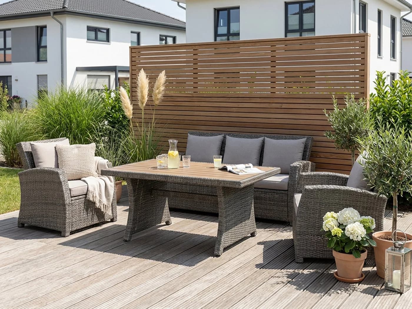 KONIFERA Gartenlounge-Set Siros 12-tlg. Polyrattan Braun/Beige - Bild 2