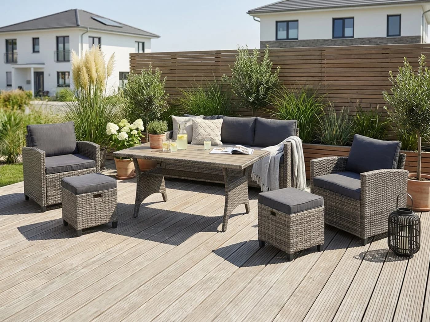 KONIFERA Gartenlounge-Set Amsterdam 16-tlg. Anthrazit Polyrattan - Bild 2