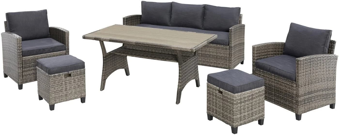 KONIFERA Gartenlounge-Set Amsterdam 16-tlg. Anthrazit Polyrattan - Bild 3
