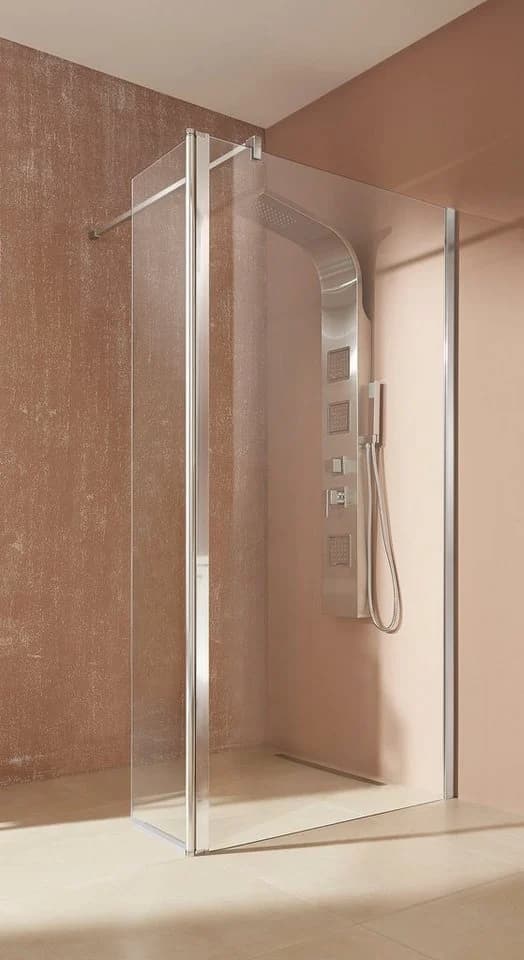 WELLTIME Walk-in-Dusche Mailand Grau Chrom 100x190cm
