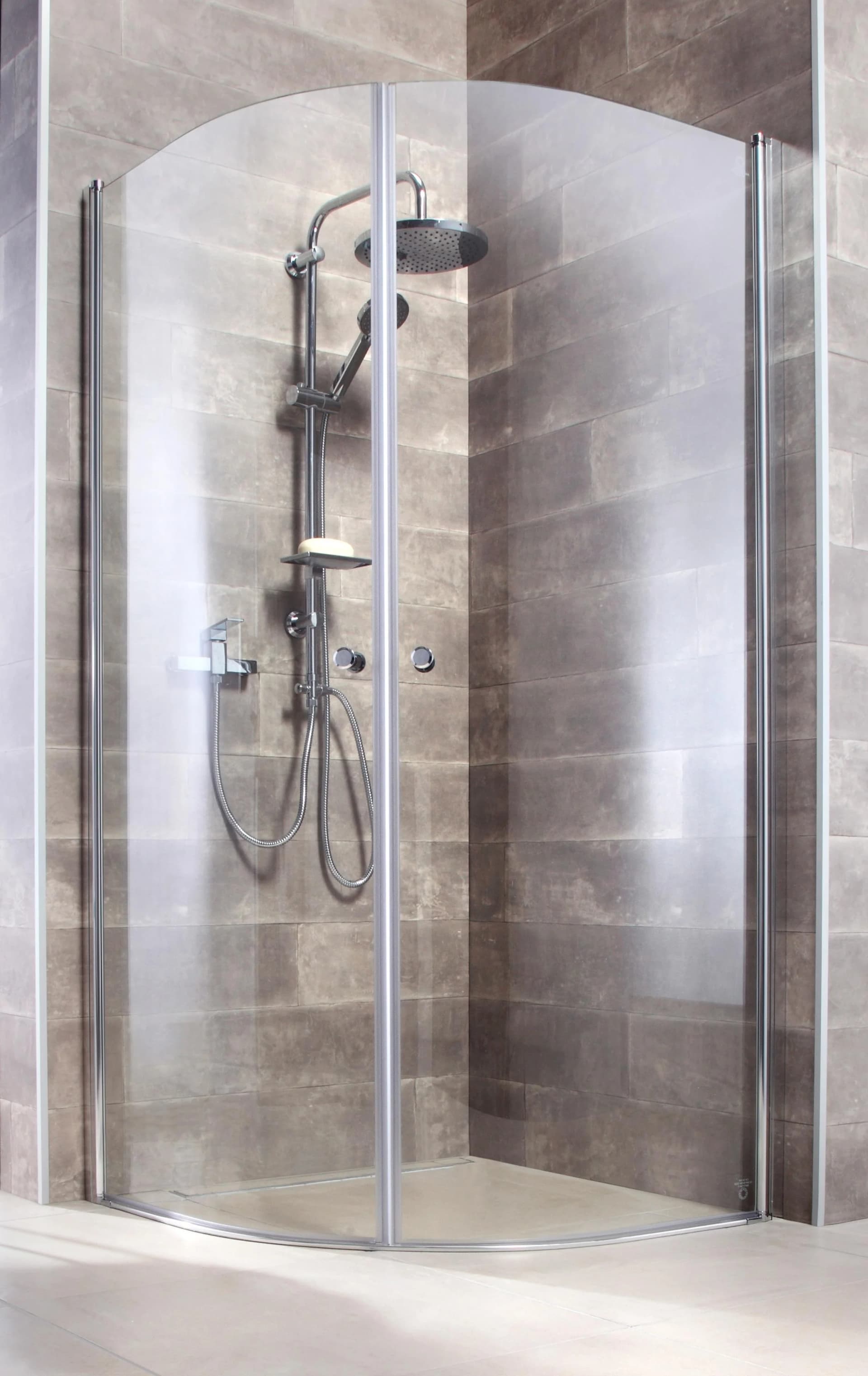 WELLTIME Runddusche Florenz Grau Chromfarben mit Hebe-Senk-Mechanismus - Bild 5