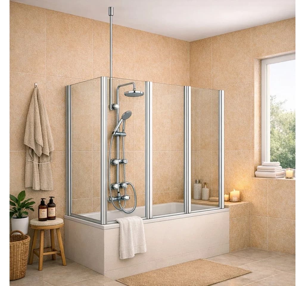 WELLTIME Badewannenaufsatz Summer 3-teilig Grau/Weiß