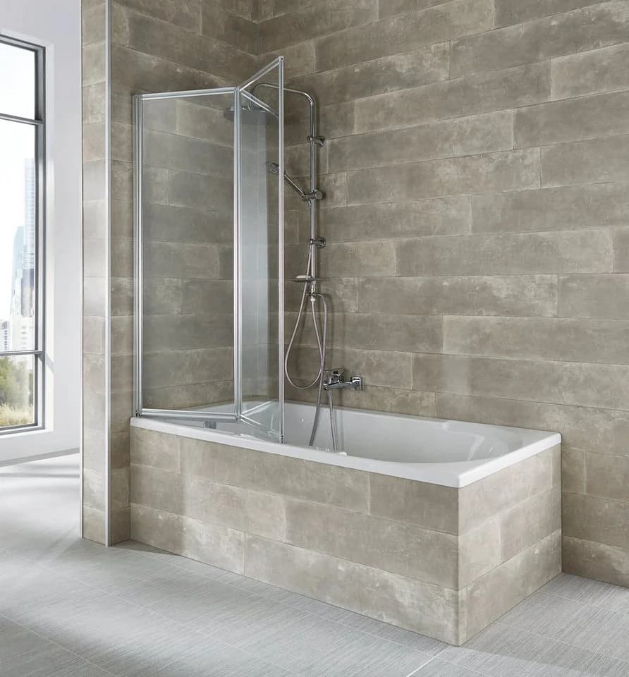 welltime Badewannenaufsatz Nassau 2-tlg. Glas Faltwand Silber