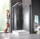 WELLTIME Eckdusche Trento Grau Silber Schiebetüren Bild 1
