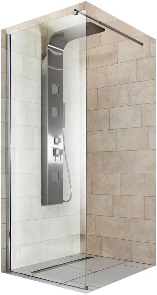 WELLTIME Walk-in-Dusche Tropea light Chromfarben 90x190cm