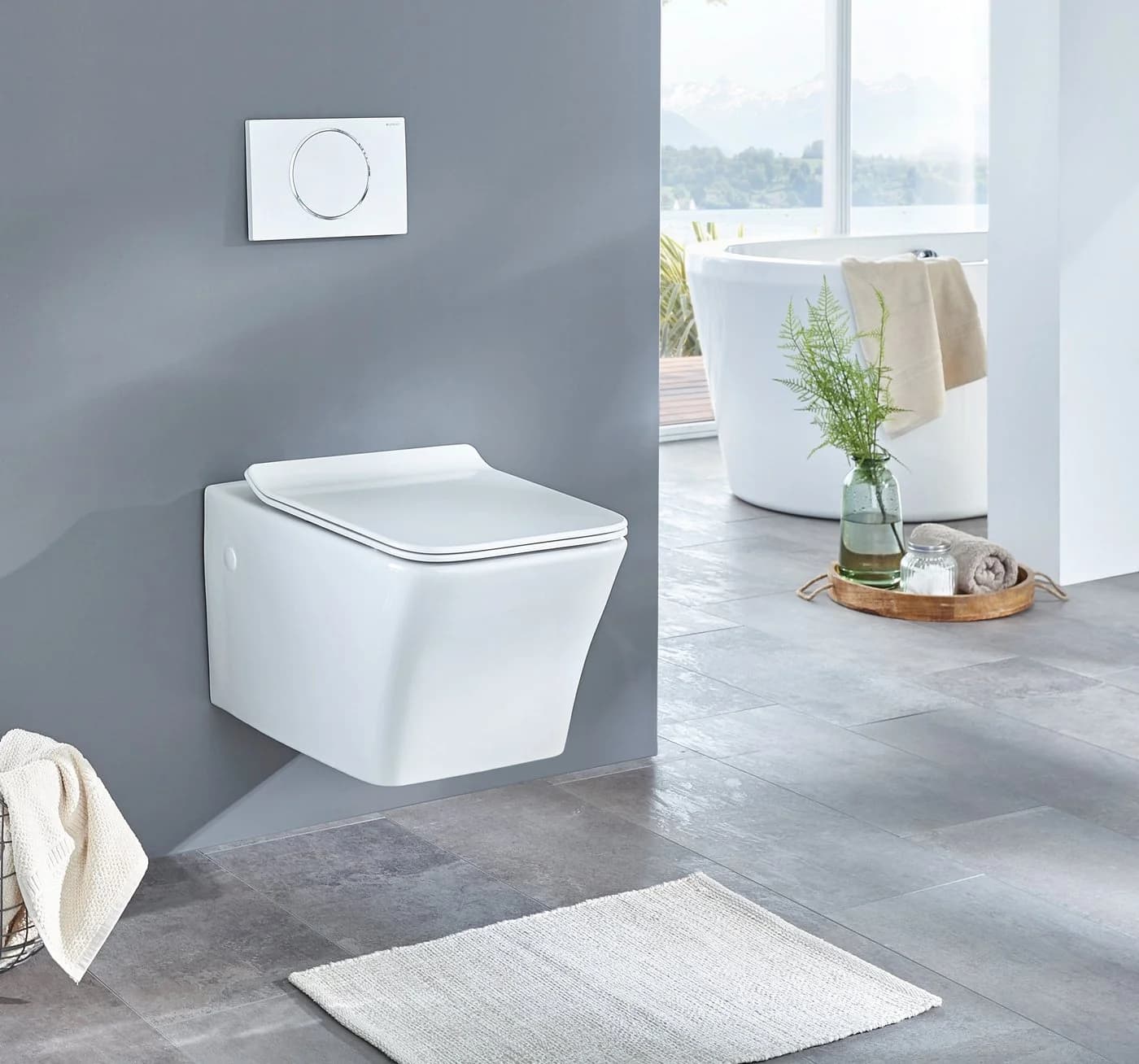 welltime Tiefspül-WC Trento eckig, wandhängend, spülrandlos, inkl. Toiletten-Sitz mit SoftClose - Bild 2