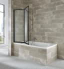 welltime Badewannenaufsatz Nassau 2-tlg. Glas Faltwand Schwarz Bild 1