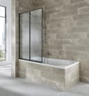 welltime Badewannenaufsatz Nassau 2-tlg. Glas Faltwand Schwarz Bild 2