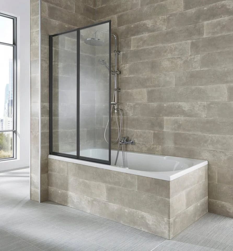 welltime Badewannenaufsatz Nassau 2-tlg. Glas Faltwand Schwarz - Bild 2