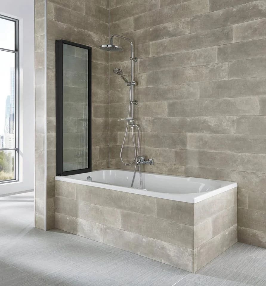 WELLTIME Badewannenaufsatz Nassau Schwarz Glaswand