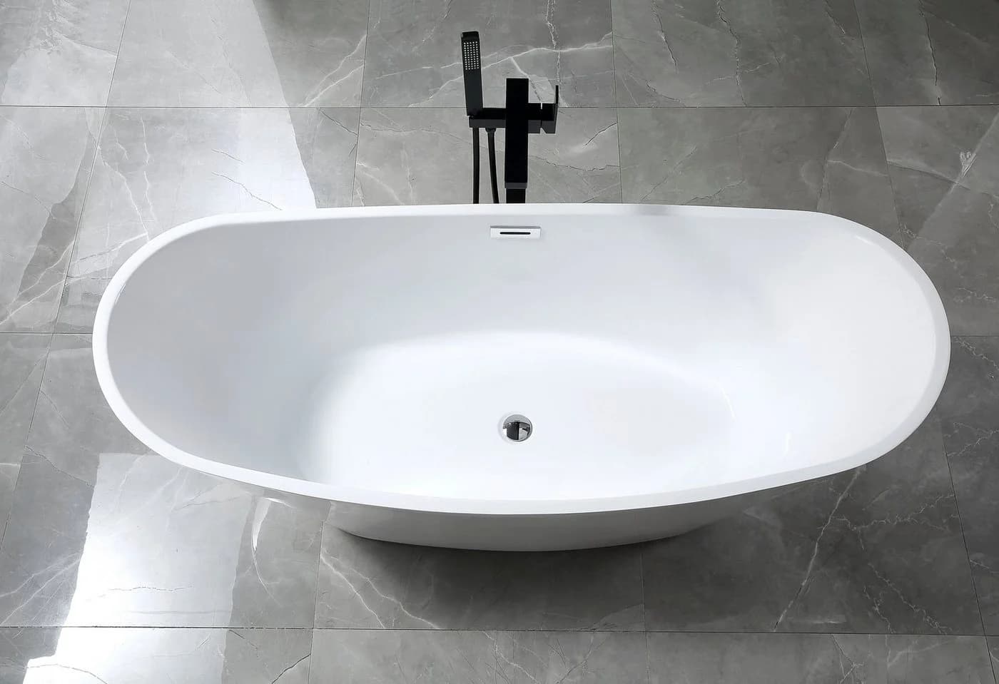 WELLTIME Badewanne Lagos Weiß Freistehend Oval Acryl - Bild 5