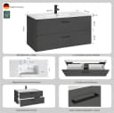 welltime Waschtisch Trento 100 cm mit 2 Schubladen Grau Bild 3