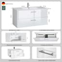 WELLTIME Trento Waschtisch Unterschrank mit Waschbecken Weiß Hochglanz Bild 3