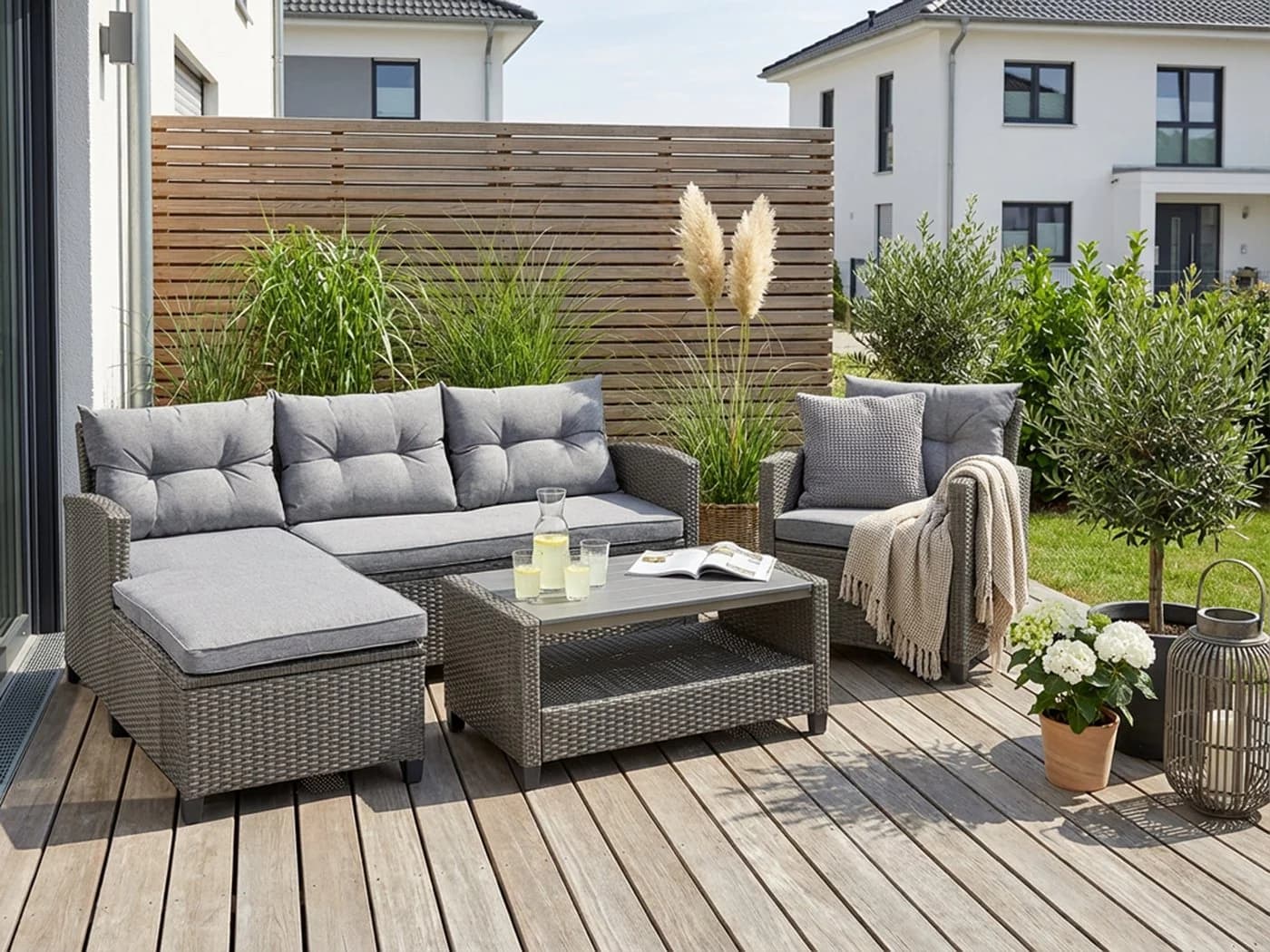 KONIFERA Gartenlounge-Set Cordoba Grau Polyrattan 4-tlg. - Bild 2