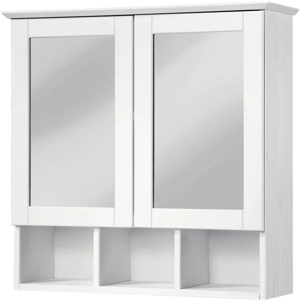 welltime Spiegelschrank Landhaus Sylt Weiß Massivholz - Bild 2