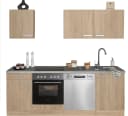 OPTIFIT Küchenzeile Leer 210 cm Eiche hell Marmor Grau mit Hanseatic Geräten Bild 2