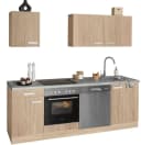 OPTIFIT Küchenzeile Leer 210 cm Eiche hell Marmor Grau mit Hanseatic Geräten Bild 4