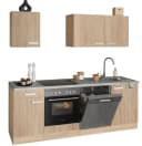 OPTIFIT Küchenzeile Leer 210 cm Eiche hell Marmor Grau mit Hanseatic Geräten Bild 5