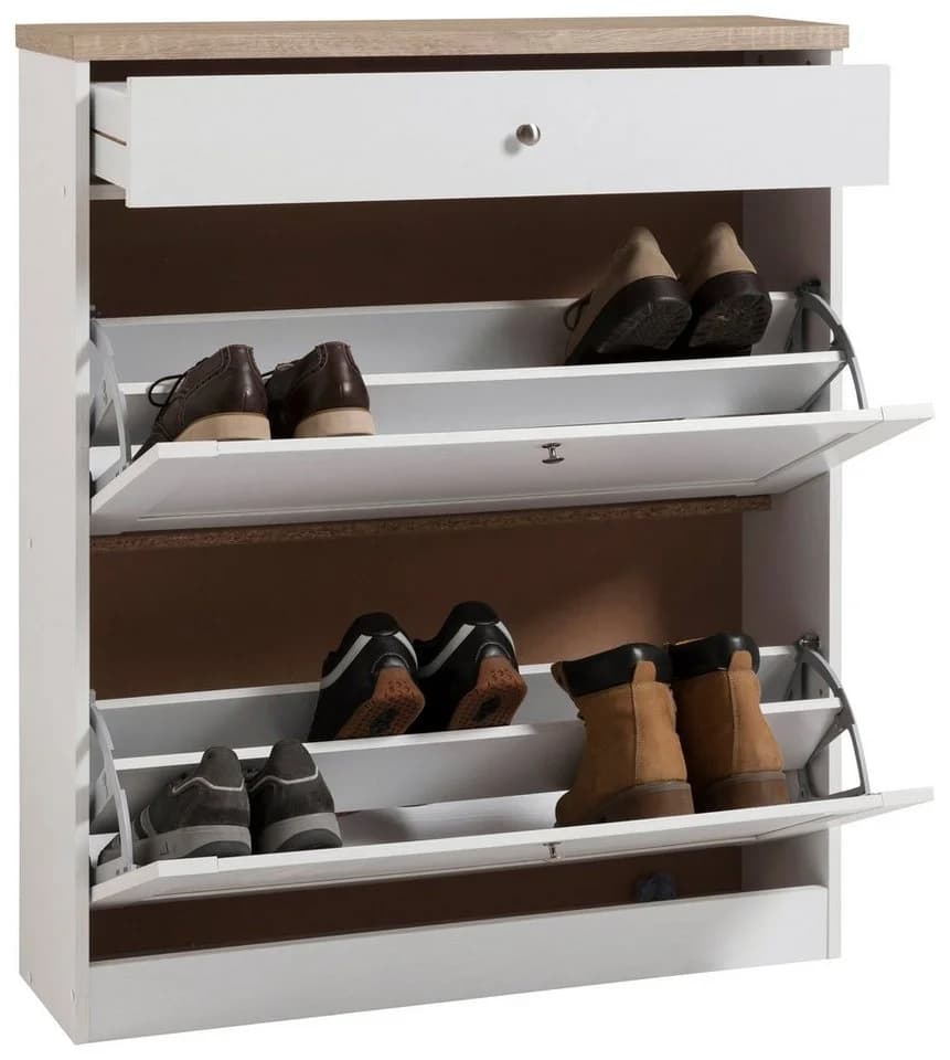 Schuhschrank OTTO HOME Heide Weiß Eichefarben 2 Klappen - Bild 3