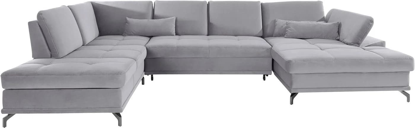 OTTO HOME Wohnlandschaft Costello U-Form Hellgrau mit Bettfunktion
