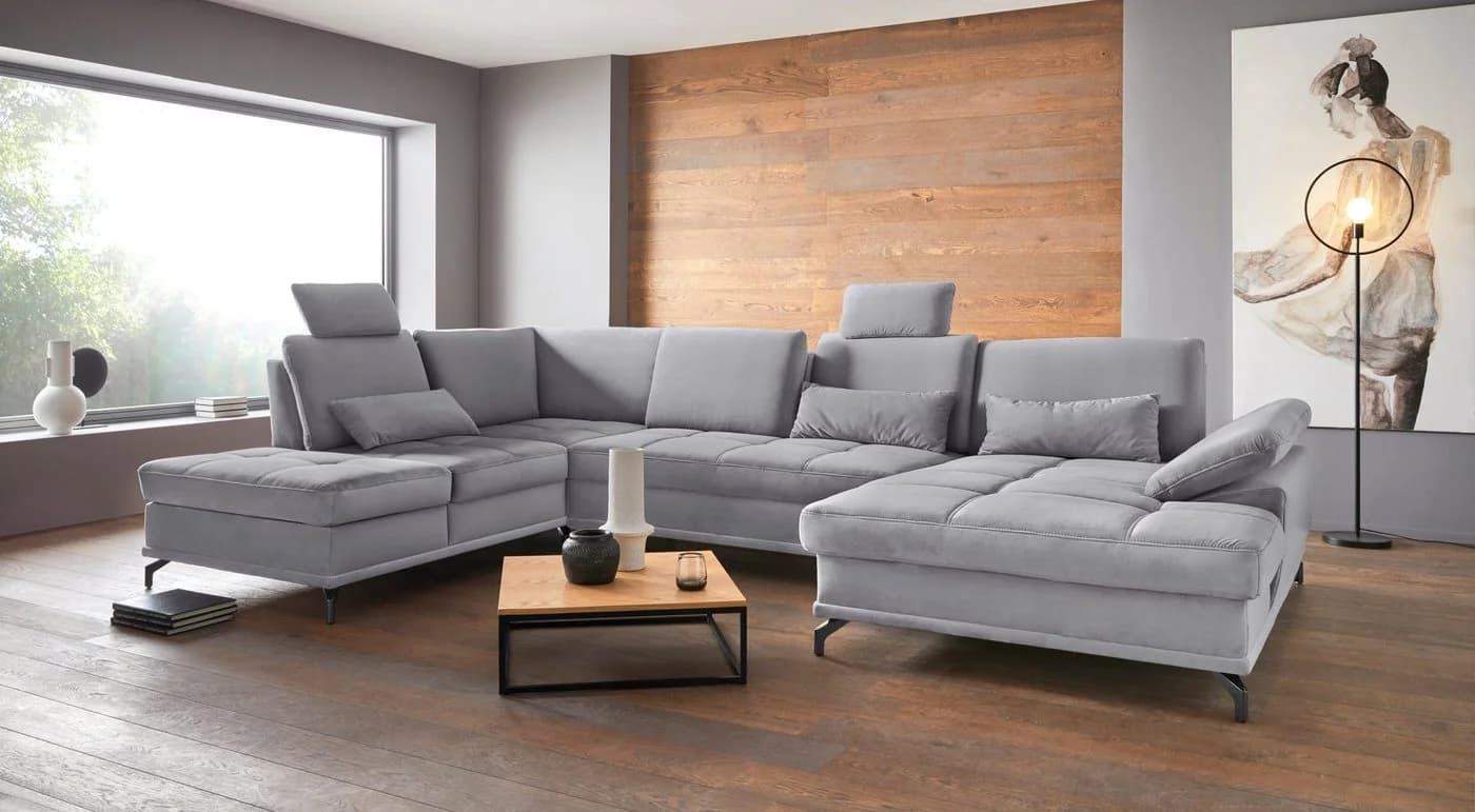 OTTO HOME Wohnlandschaft Costello U-Form Hellgrau mit Bettfunktion - Bild 2