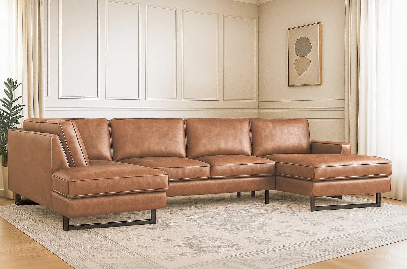 HOME AFFAIRE Pinto Wohnlandschaft U-Form XXL Cognac Microfaser - Bild 2
