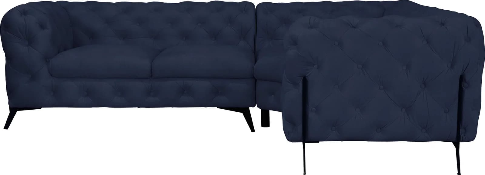 HOME AFFAIRE Chesterfield-Sofa Amaury L-Form Blau