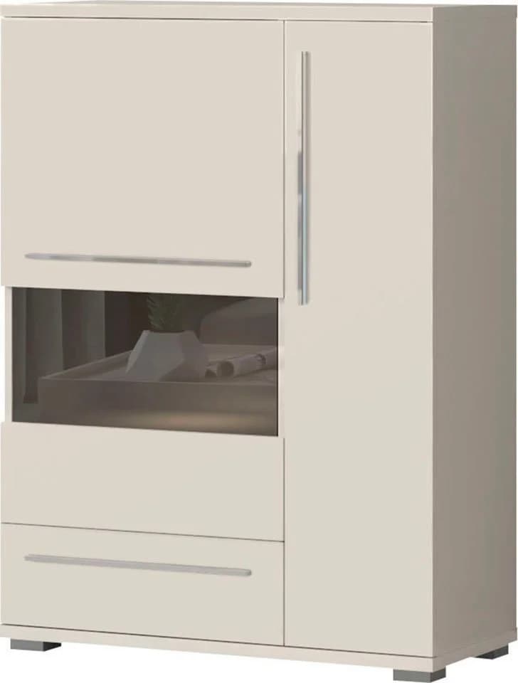 OTTO HOME Piano Vitrine Highboard Beige Hochglanz mit Soft-Close - Bild 3