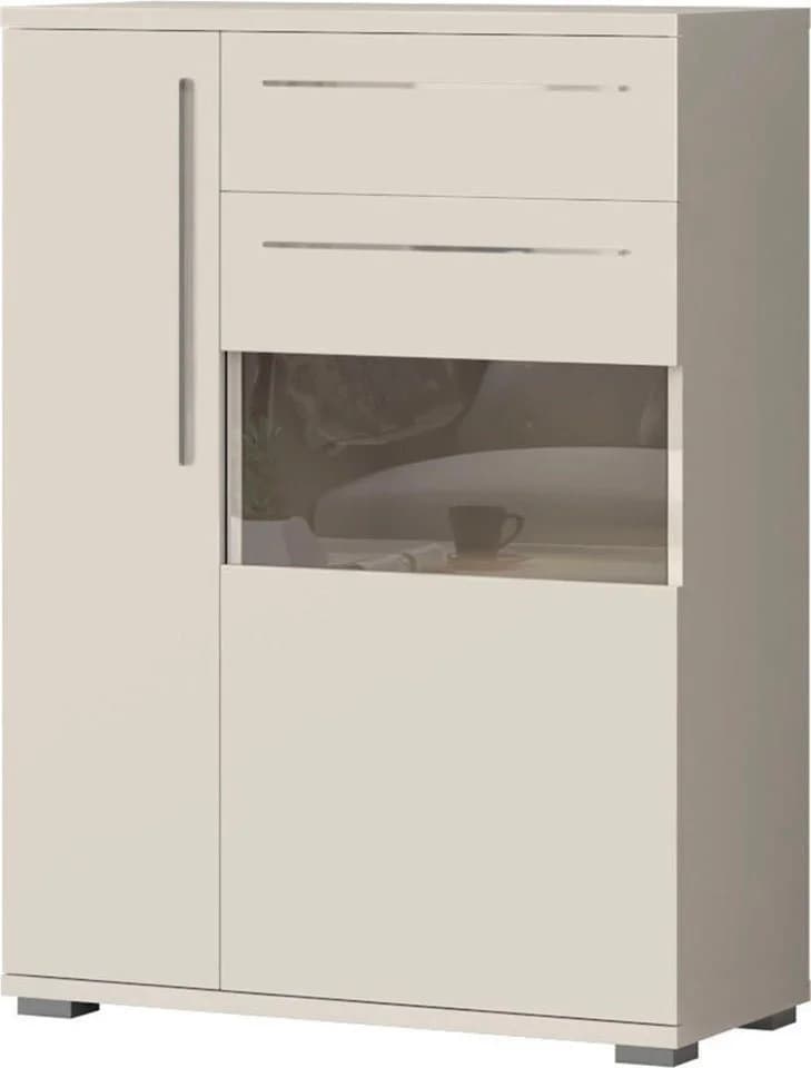 OTTO HOME Piano Vitrine Highboard Beige Hochglanz mit Soft-Close - Bild 4