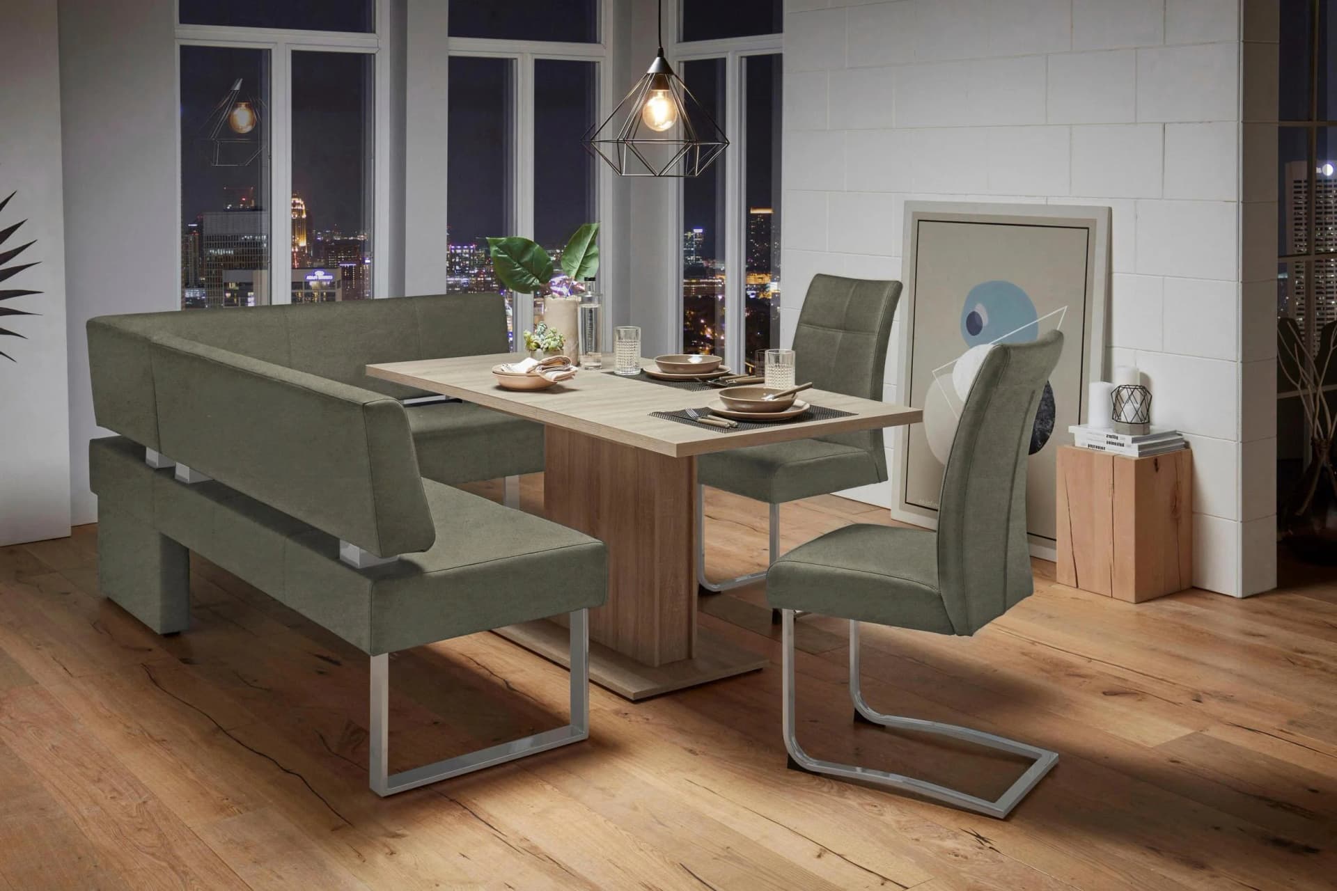 OTTO HOME Eckbank Rab Khakifarben Silberfarben 200cm