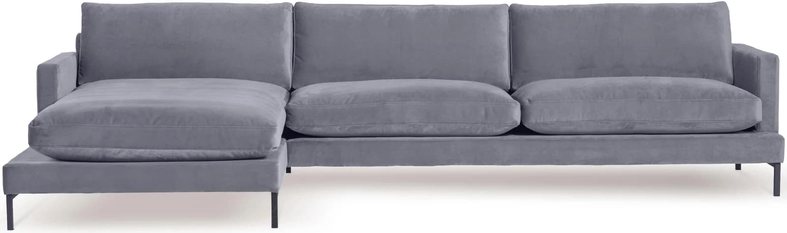 Ecksofa ANDAS Welland grau Samtvelours Recamiere