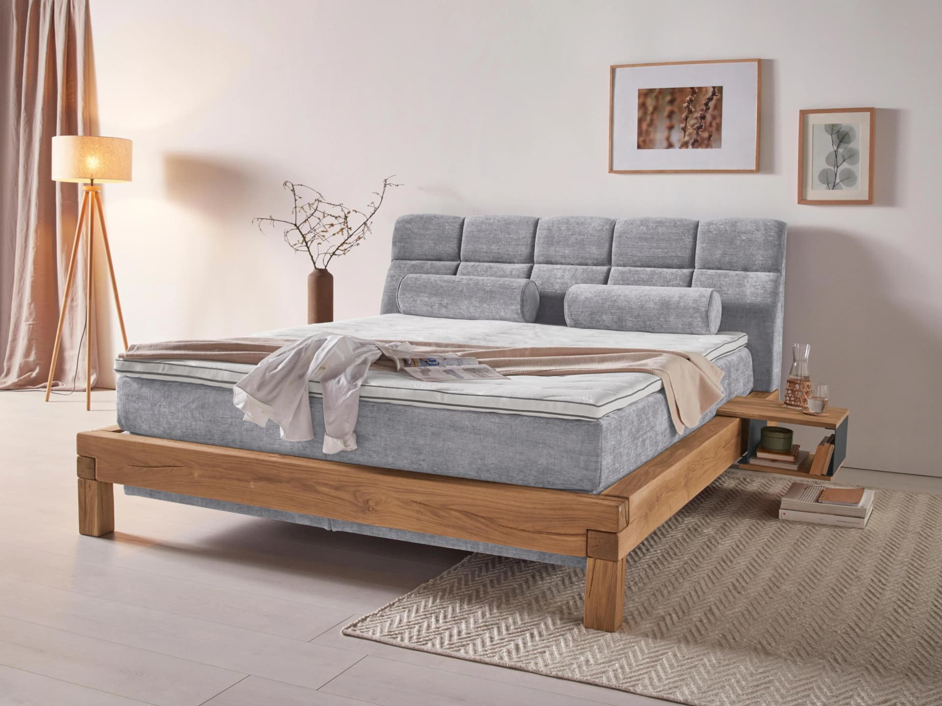 HOME AFFAIRE Villads Boxspringbett Grau 180x200 cm mit Gelschaum-Topper