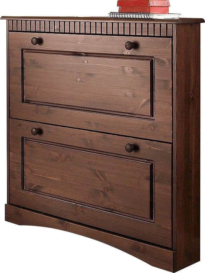 Schuhschrank OTTO HOME Rustic Dunkelbraun Massivholz 2 Klappen - Bild 2