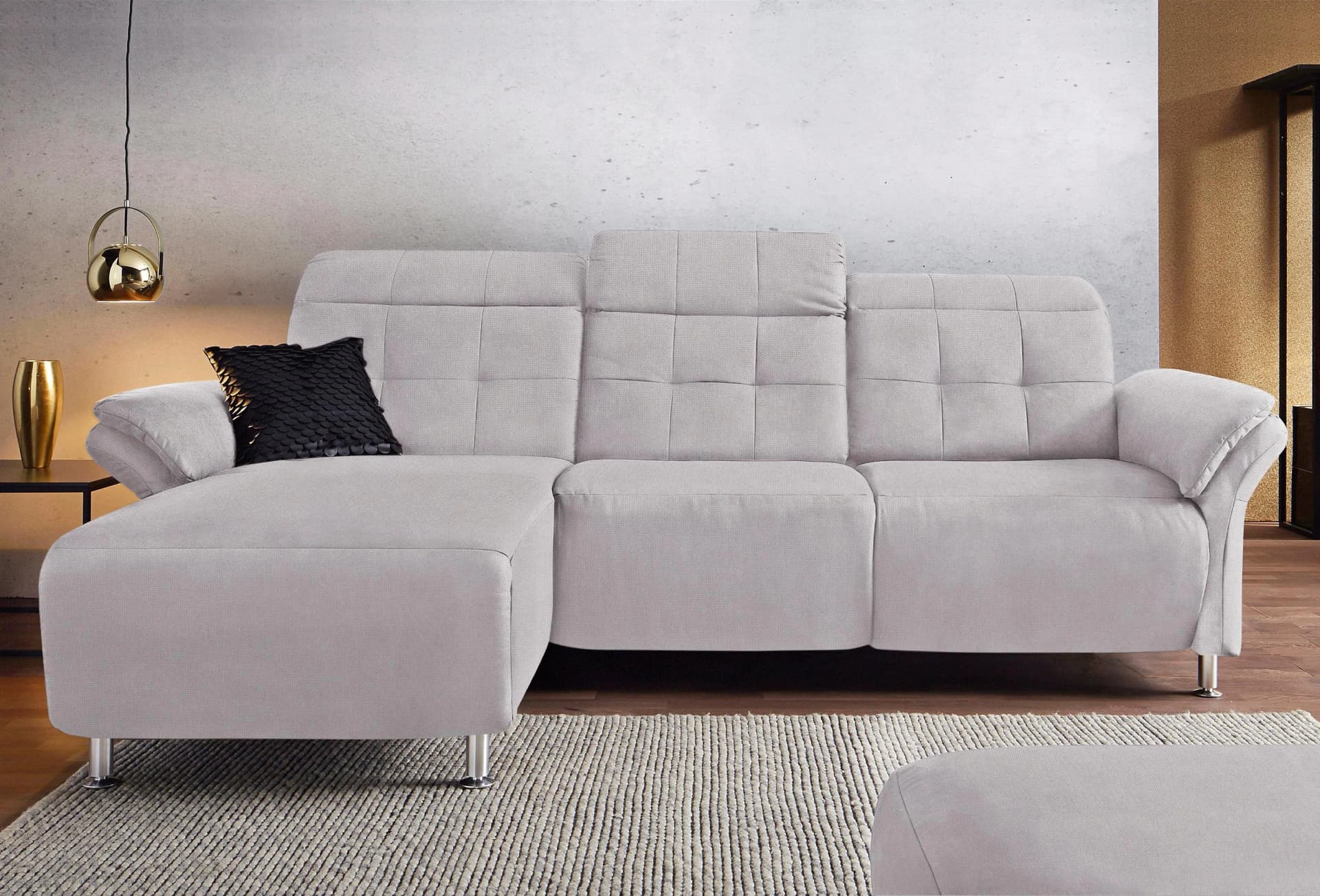 Home Affaire Ecksofa Manhattan L-Form Silber Relaxfunktion