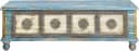 OTTO HOME Sitztruhe Massivholz Akazie antik blau creme Bild 1