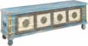 OTTO HOME Sitztruhe Massivholz Akazie antik blau creme Bild 3