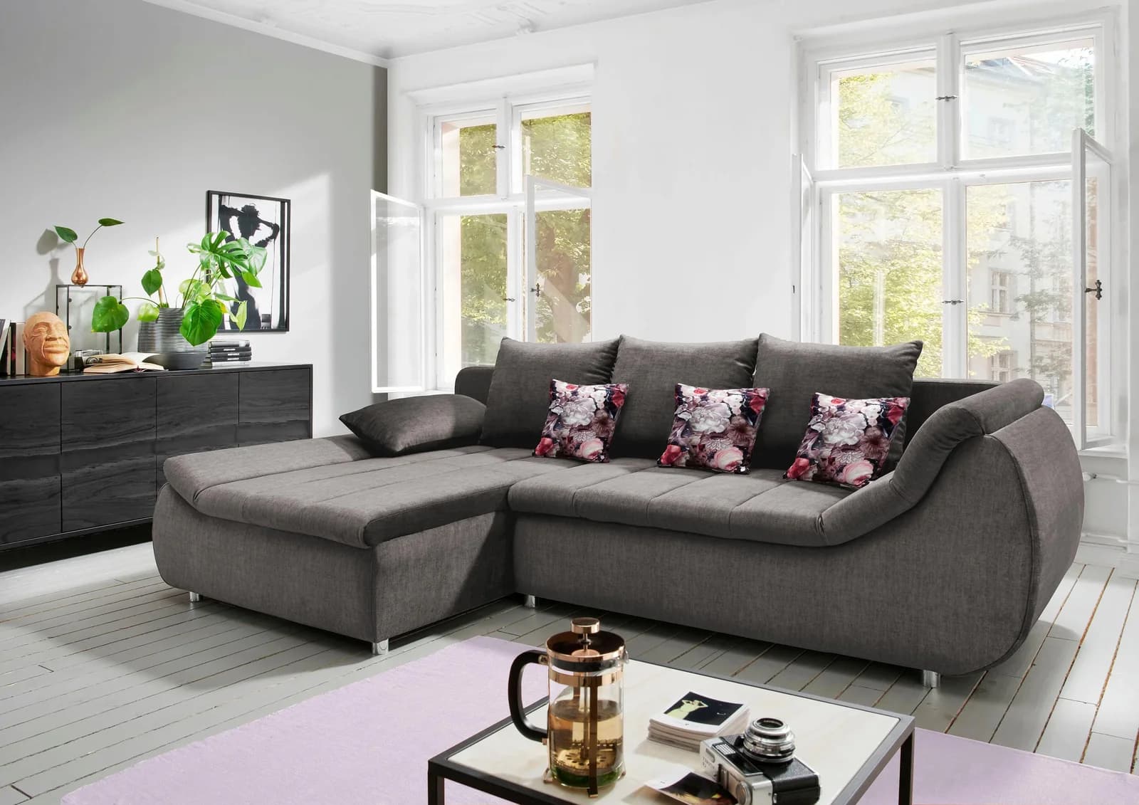 HOME AFFAIRE Ecksofa Imolaa L-Form mit Bettkasten Grau