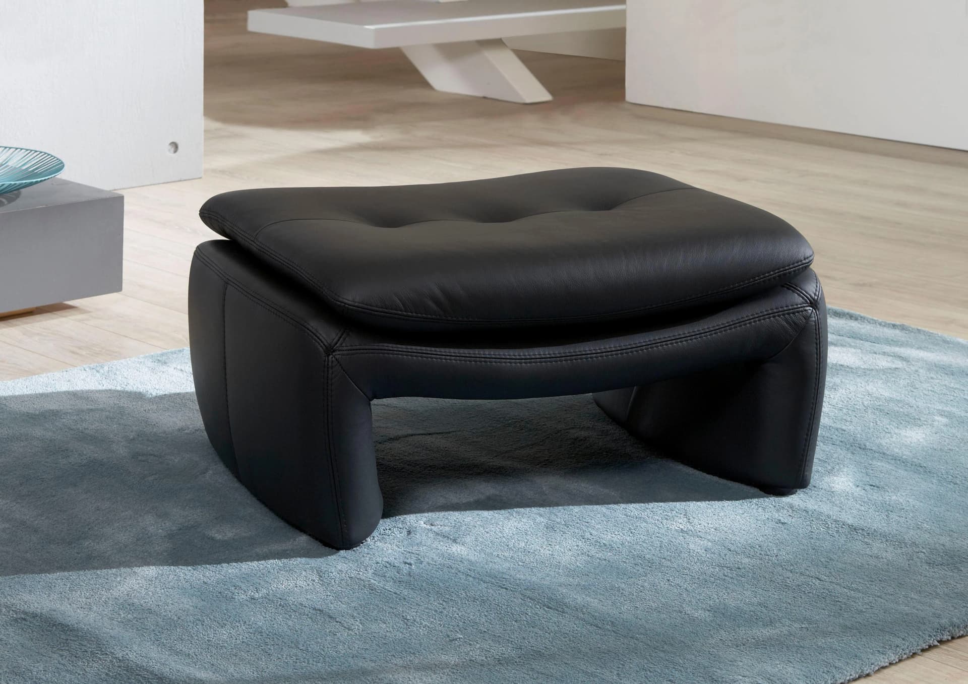 Places of Style Hocker Luna Schwarz NaturLEDER