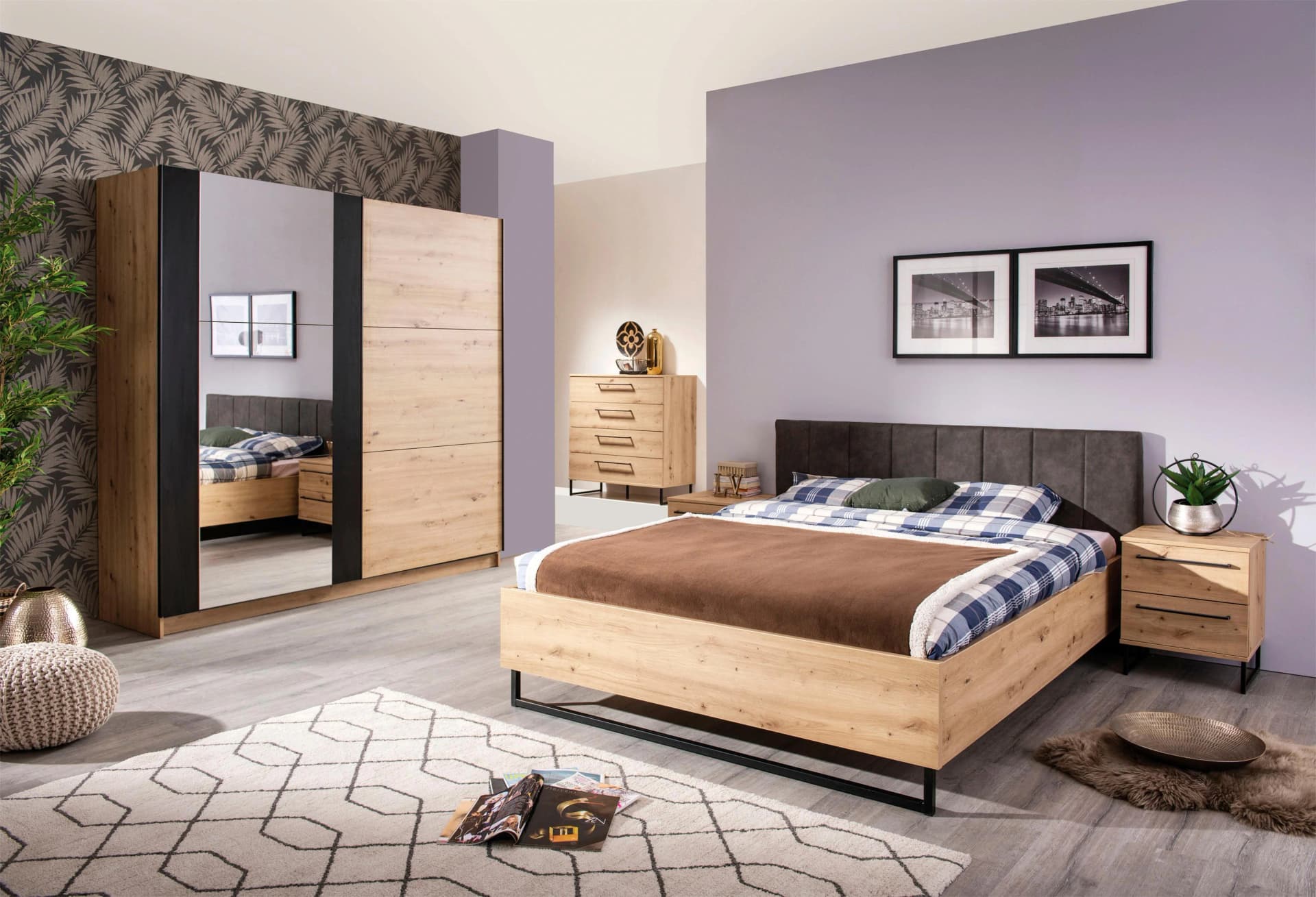 INOSIGN Schlafzimmer-Set Sardinia Braun Holzwerkstoff 5-tlg.