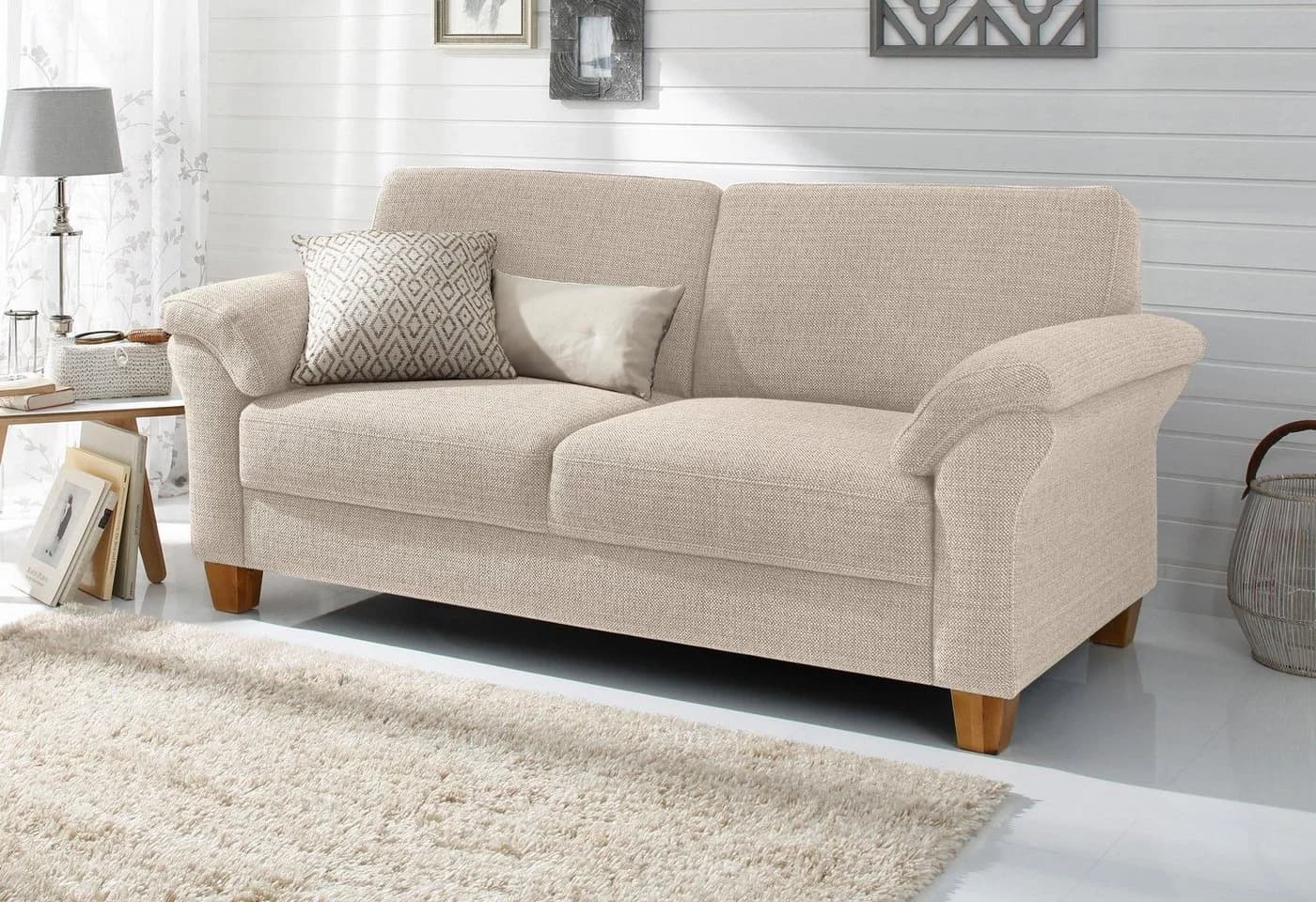 HOME AFFAIRE Borkum 2-Sitzer Sofa Landhaus-Stil Beige - Bild 2
