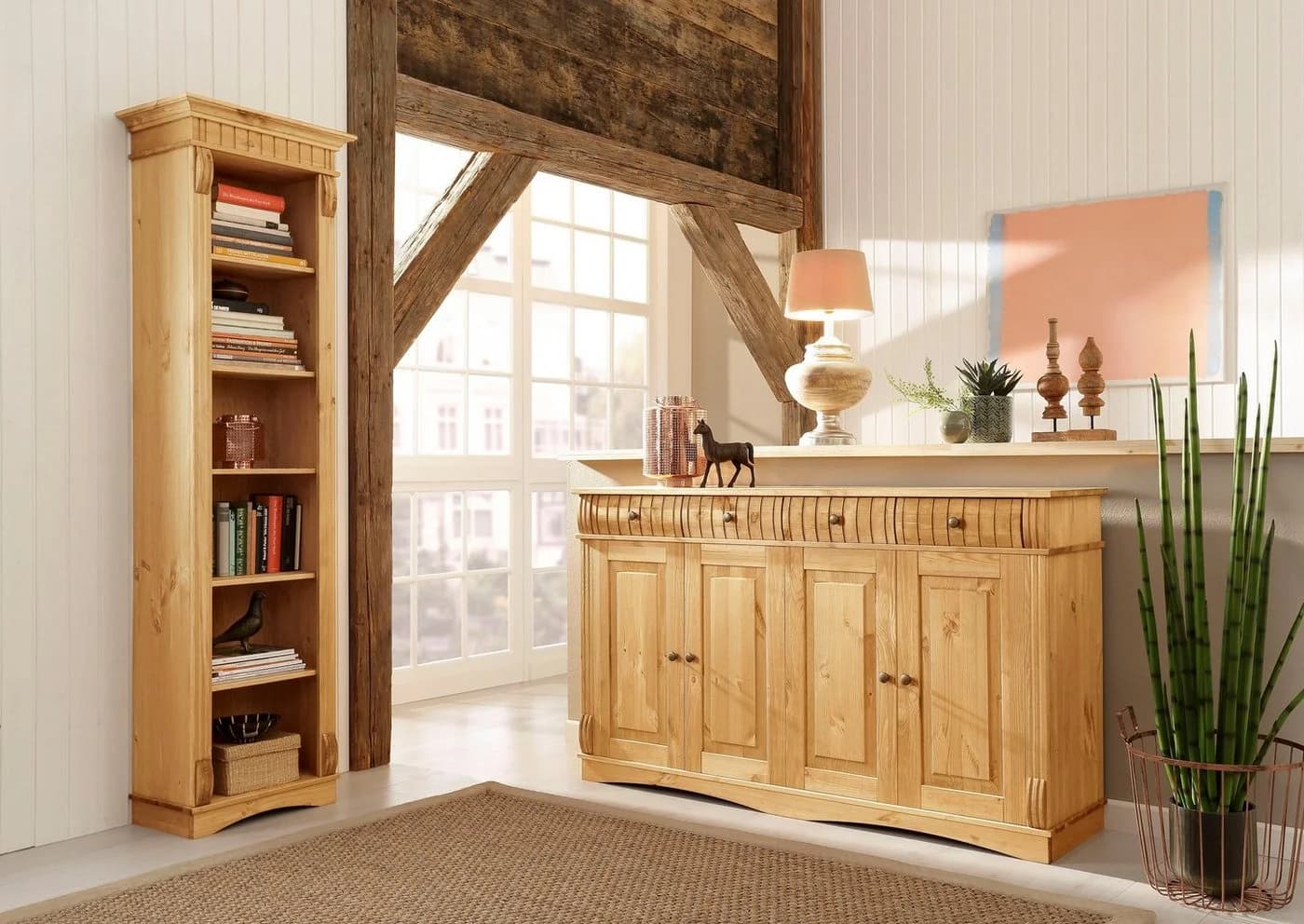 OTTO HOME Standregal Teresa Beige Geölt Massivholz