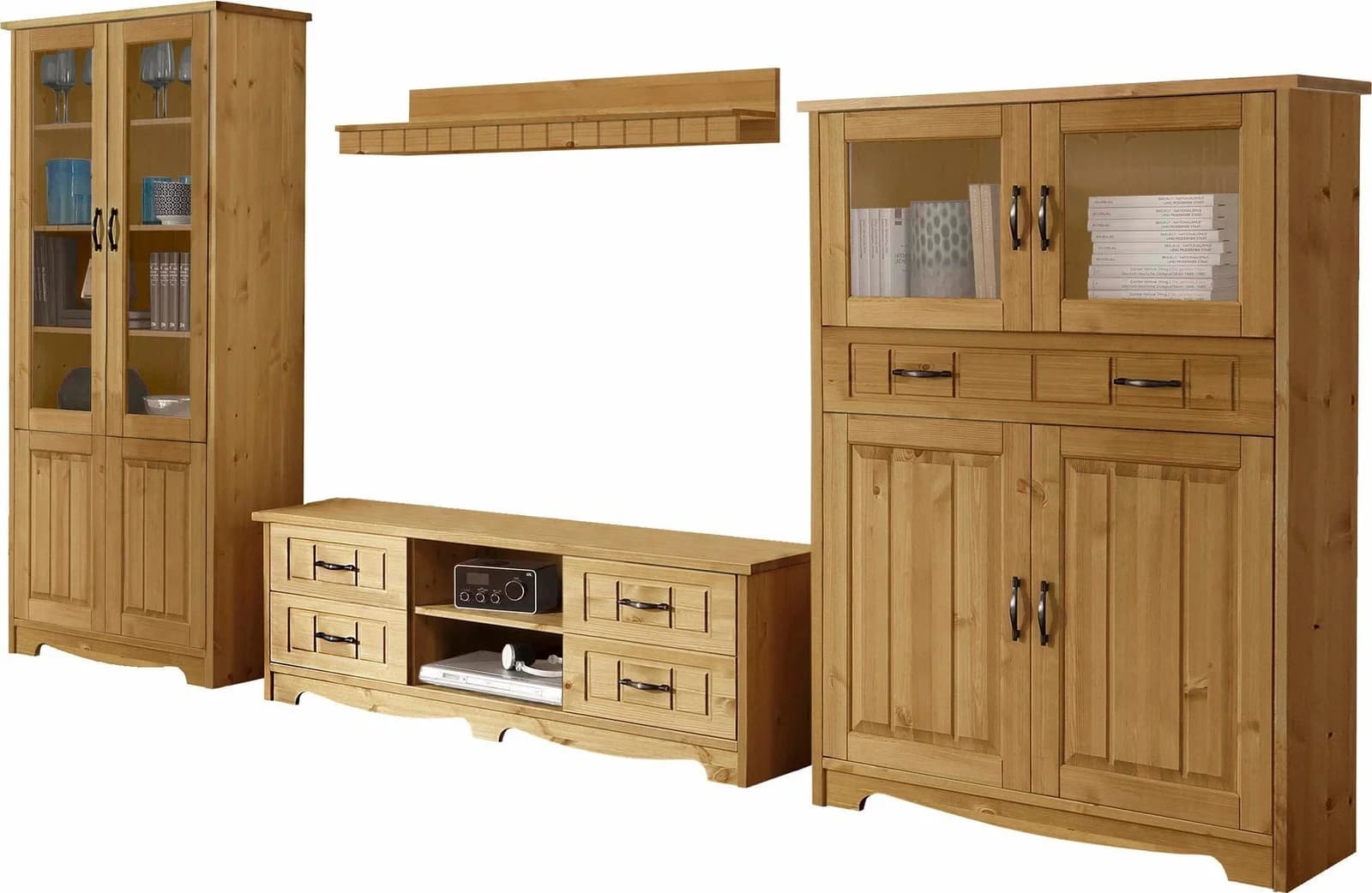 OTTO HOME Wohnwand Trinidad Set Beige Natur Massivholz Landhausstil